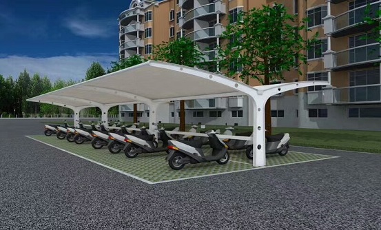 膜結(jié)構(gòu)電動車棚圖片_效果圖