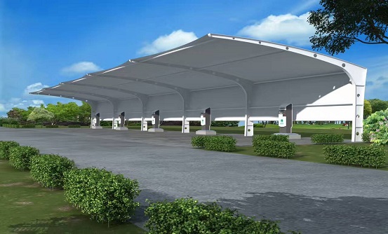 膜結(jié)構(gòu)充電樁車棚_雨棚_罩棚