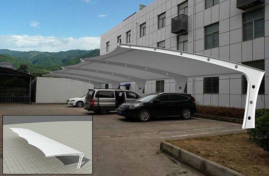 膜結構遮陽車棚_膜結構停車棚