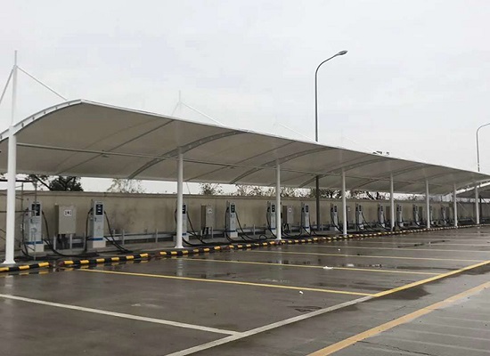 膜結構充電樁車棚_雨棚_頂棚