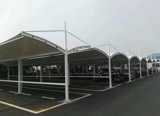 立柱雙開膜結(jié)構(gòu)電動車棚