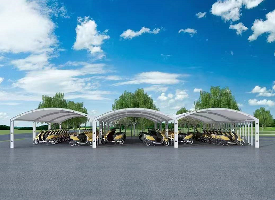 膜結構電動車_電瓶車停車棚