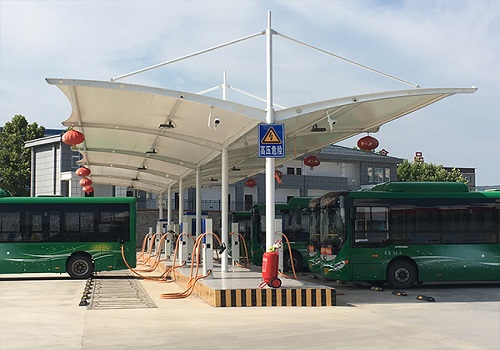 膜結(jié)構(gòu)新能源公交車充電樁雨棚