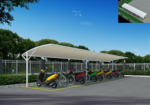 膜結(jié)構(gòu)電動自行車停車棚效果圖