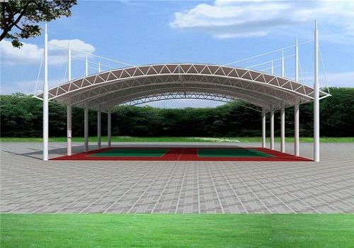 球場搭建膜結(jié)構(gòu)材質(zhì)的頂棚雨棚