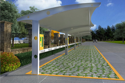 鋼膜結(jié)構(gòu)電動車充電樁雨棚